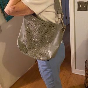 Gray with rhinestone shoulder bag
